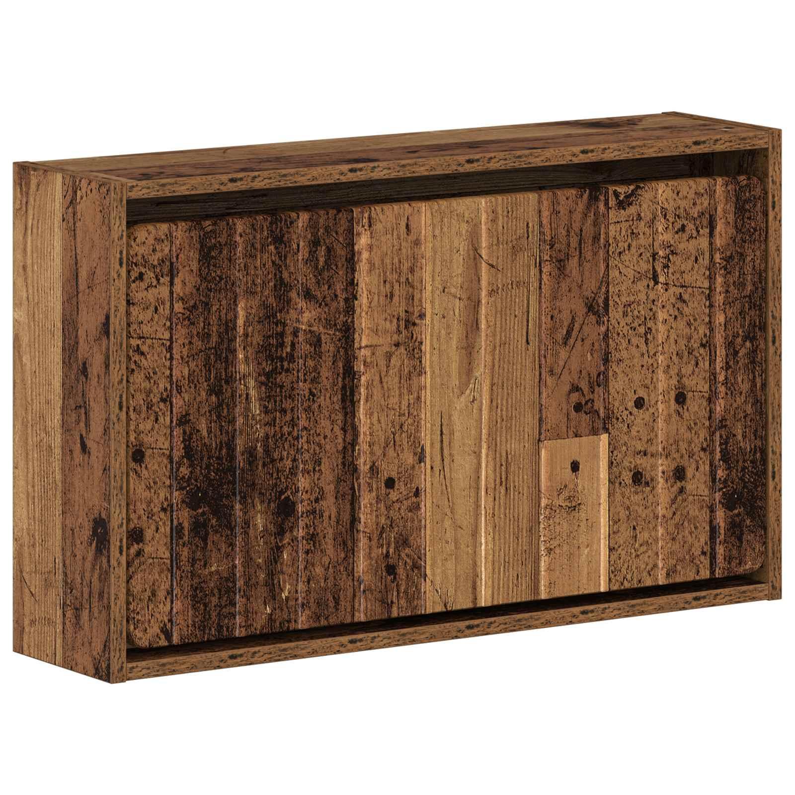 Vægmonteret skoskab ZWOLLE 71 x 17 x 43 cm i gammelt træ