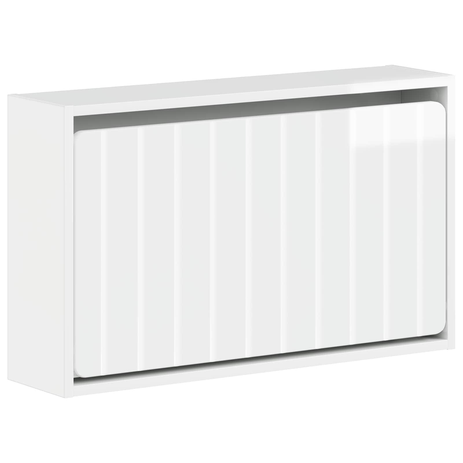 Vægmonteret skoskab ZWOLLE 71 x 17 x 43 cm i konstrueret træ - hvid højglans