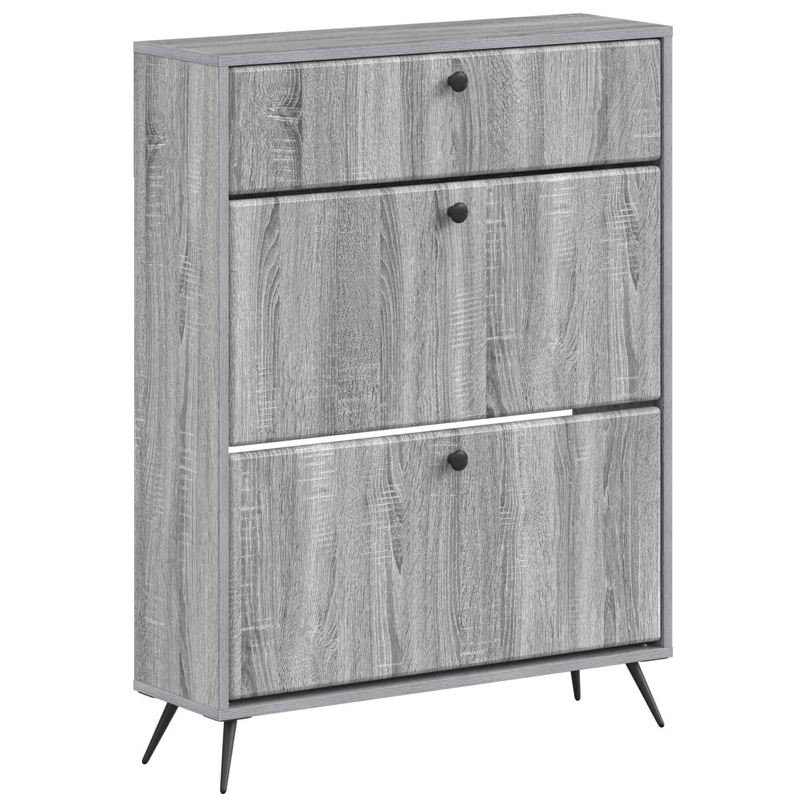 Skoskab BREDA 78 x 24 x 103 cm i konstrueret træ - grå sonoma