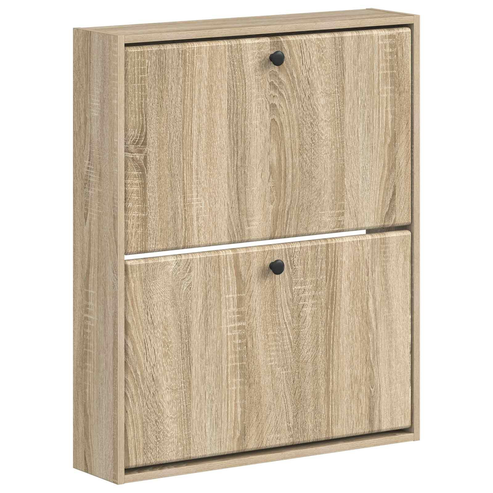 Vægmonteret skoskab BREDA 71 x 17 x 86 cm i konstrueret træ - sonoma-eg