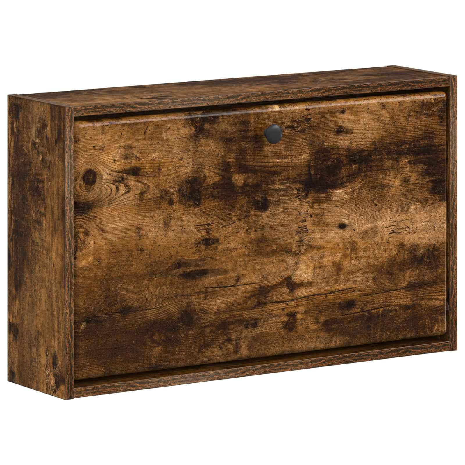 Vægmonteret skoskab BREDA 71 x 17 x 43 cm i konstrueret træ - røget eg
