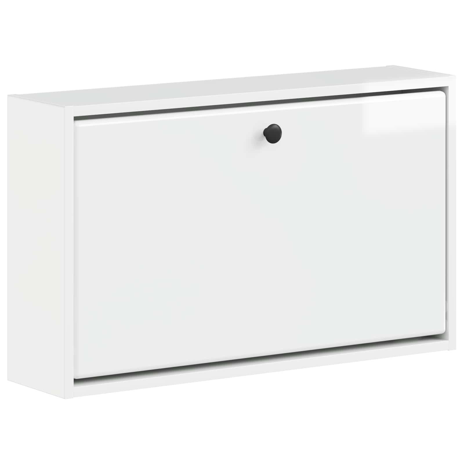 Vægmonteret skoskab BREDA 71 x 17 x 43 cm hvid højglans