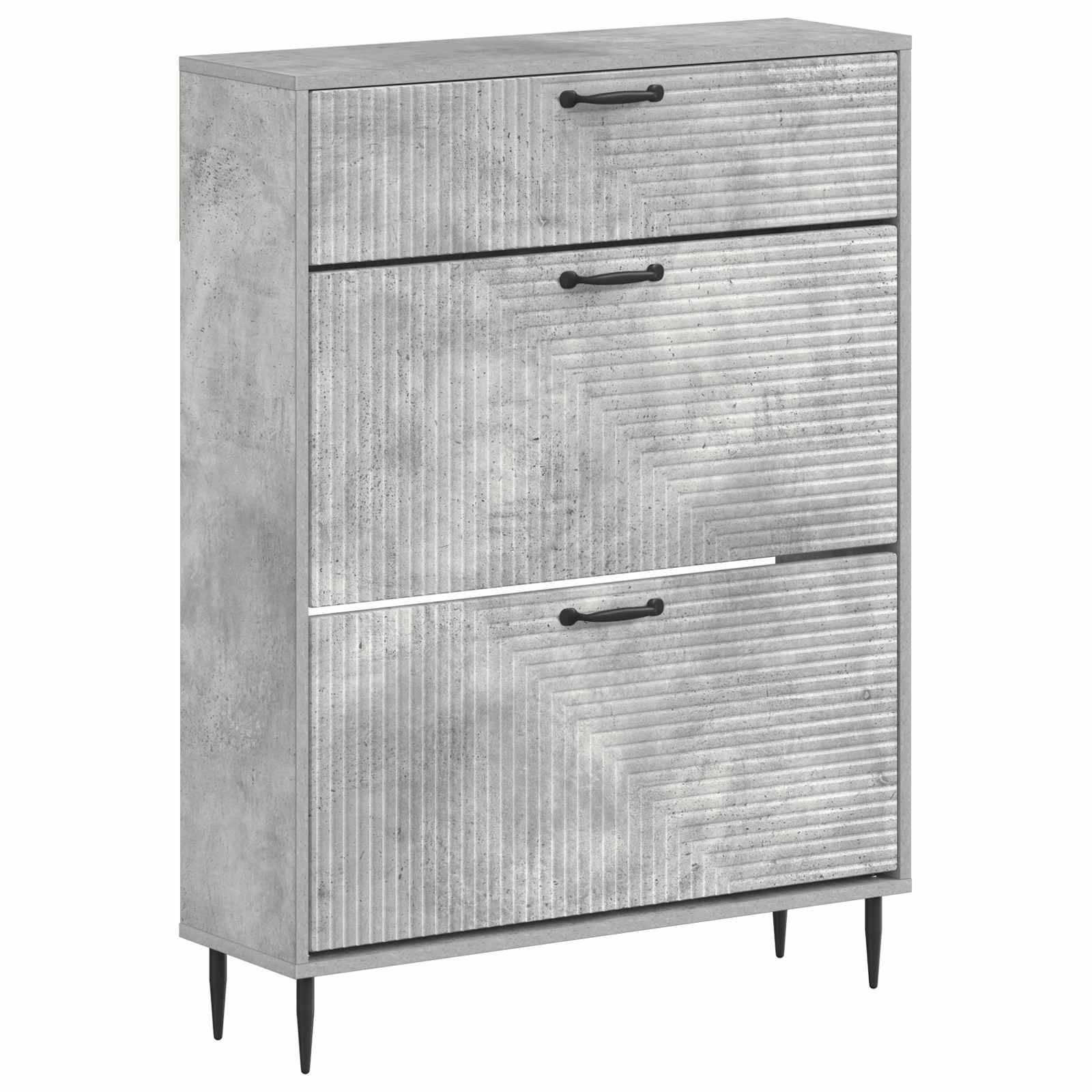 Skoskab HAARLEM 78 x 24 x 103 cm i konstrueret træ - betongrå
