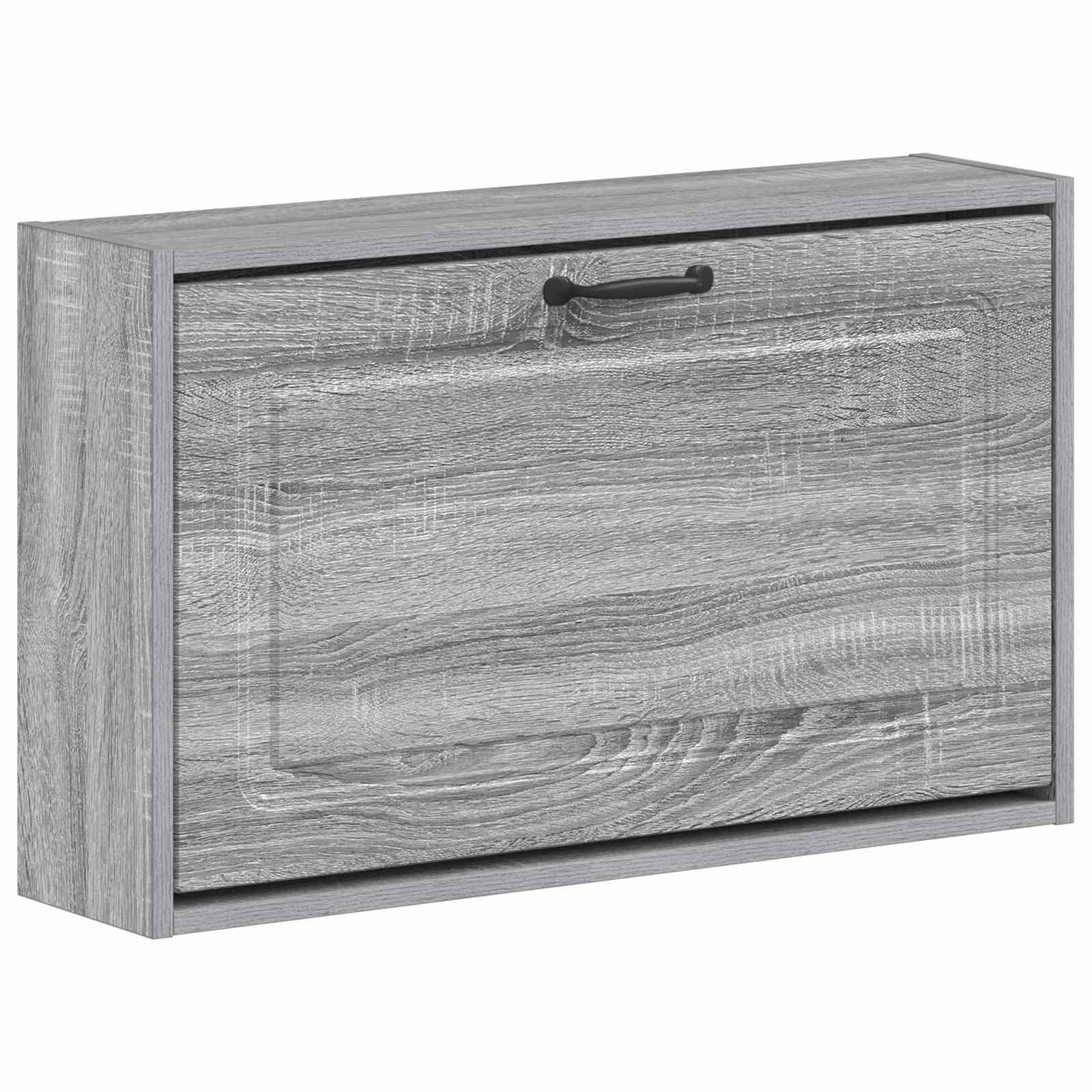 Vægmonteret skoskab UTRECHT 71 x 17 x 43 cm i konstrueret træ - grå sonoma