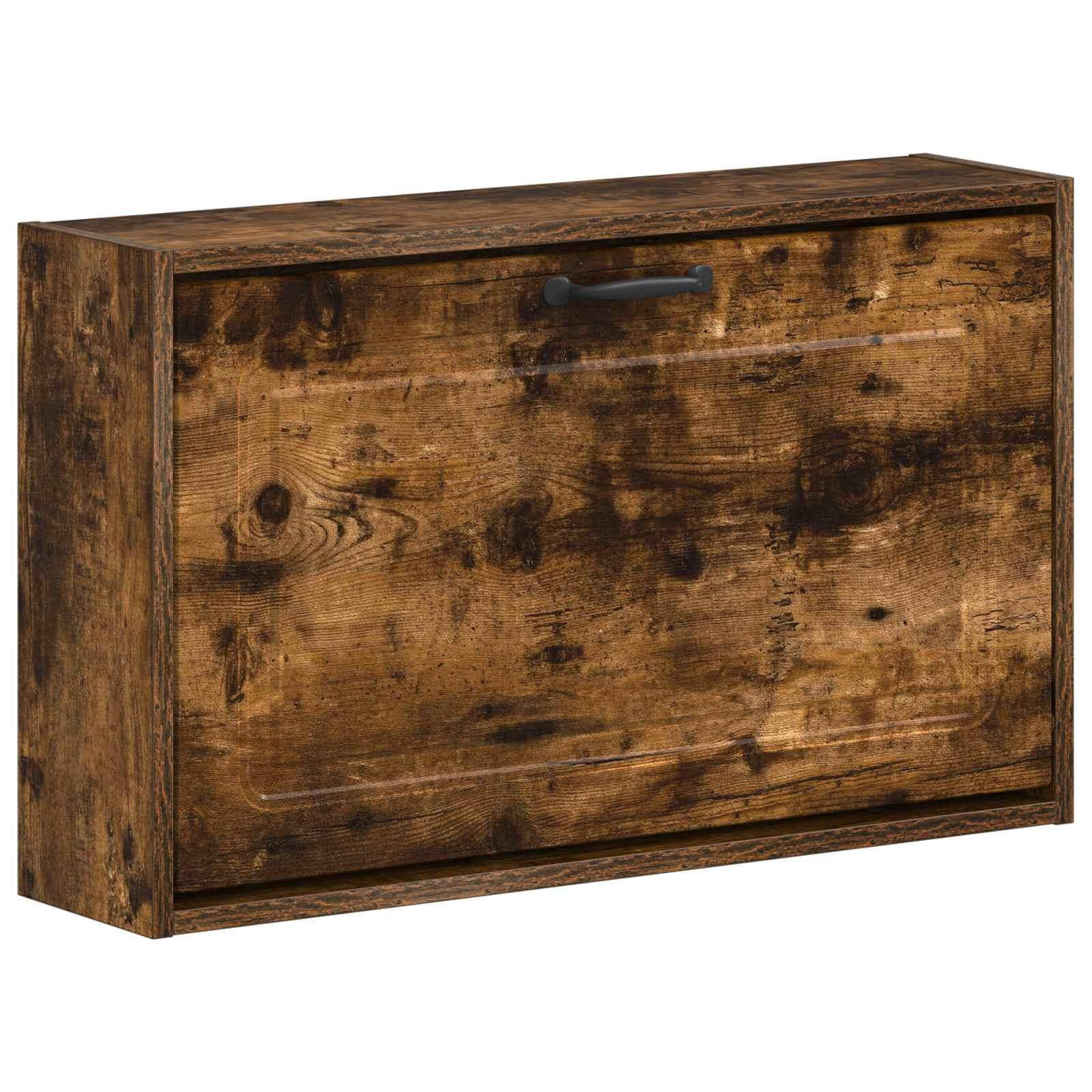 Vægmonteret skoskab UTRECHT 71 x 17 x 43 cm i konstrueret træ - røget eg