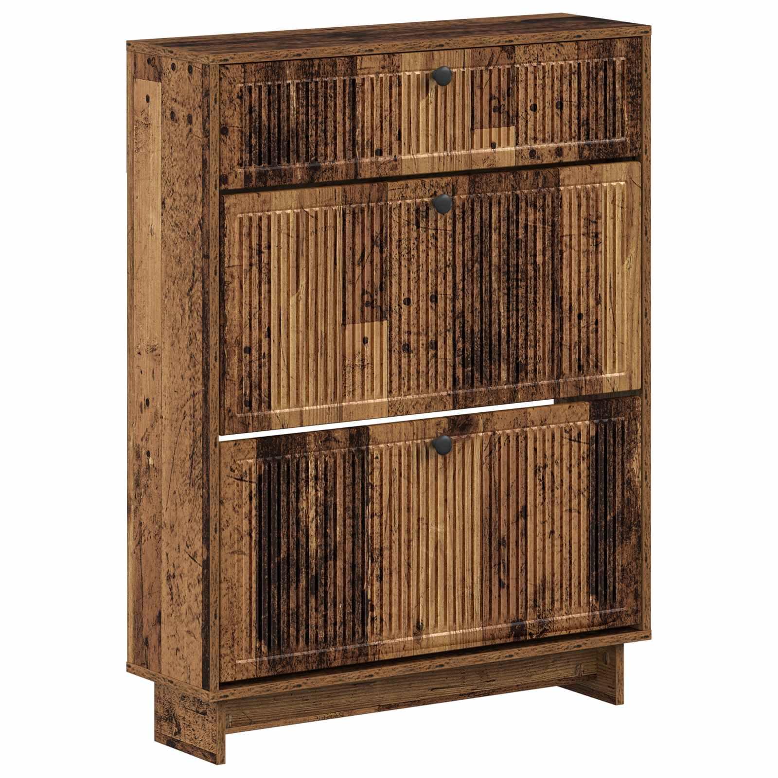 Skoskab EDE 78 x 24 x 103 cm i konstrueret træ - gammelt træ