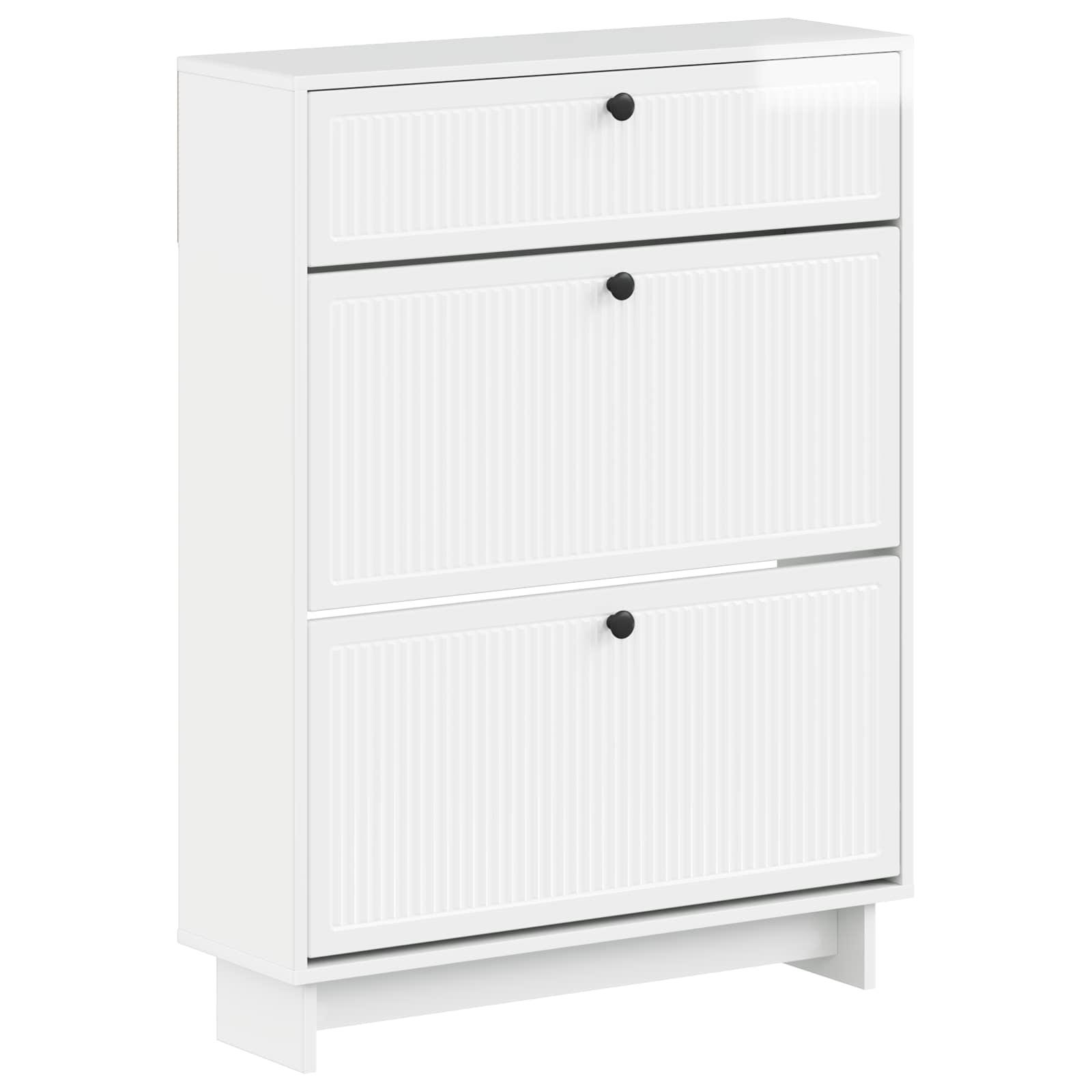 Sko skab EDE 78 x 24 x 103 cm i konstrueret træ - hvid højglans