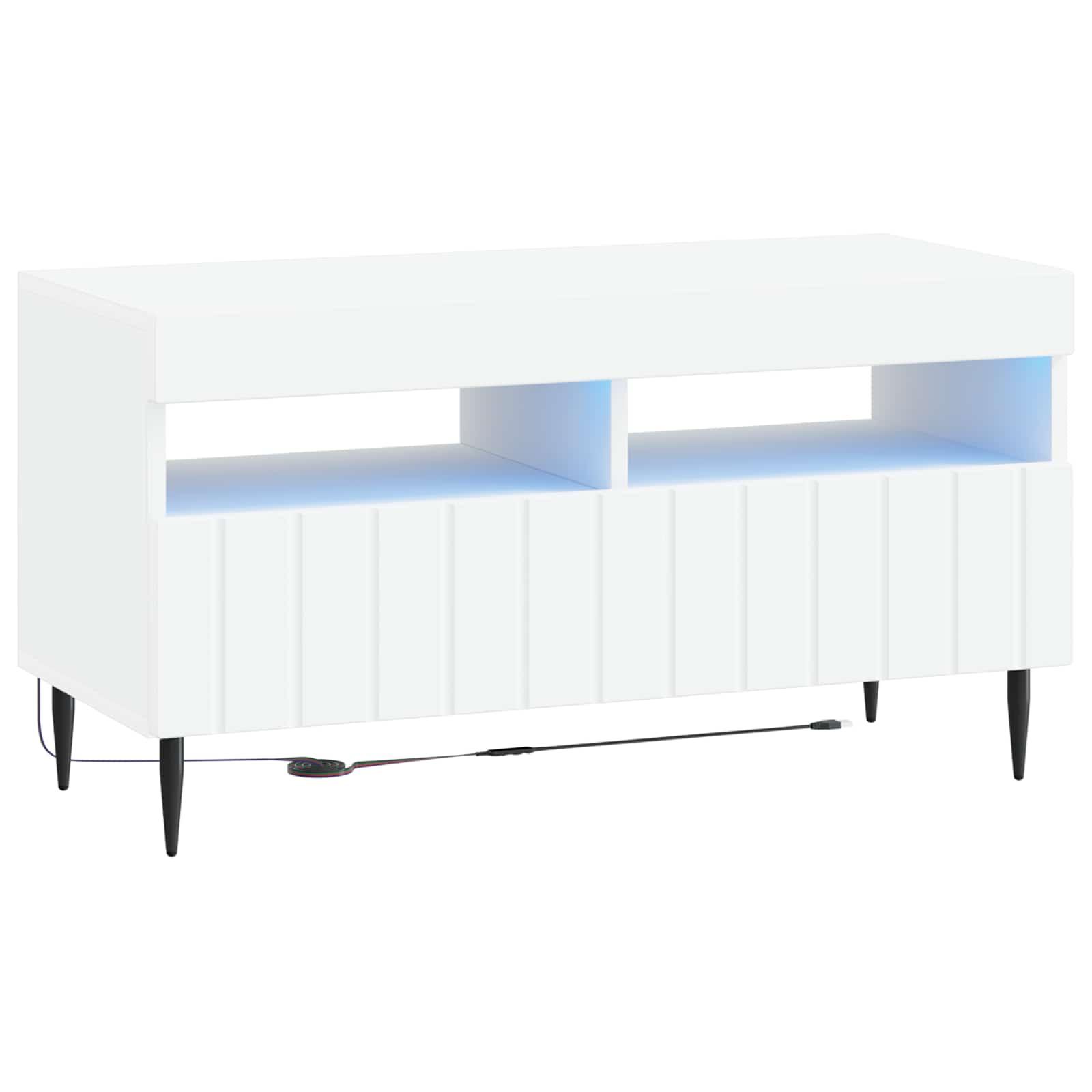 LED TV-skab i hvid konstrueret træ med LED-lys