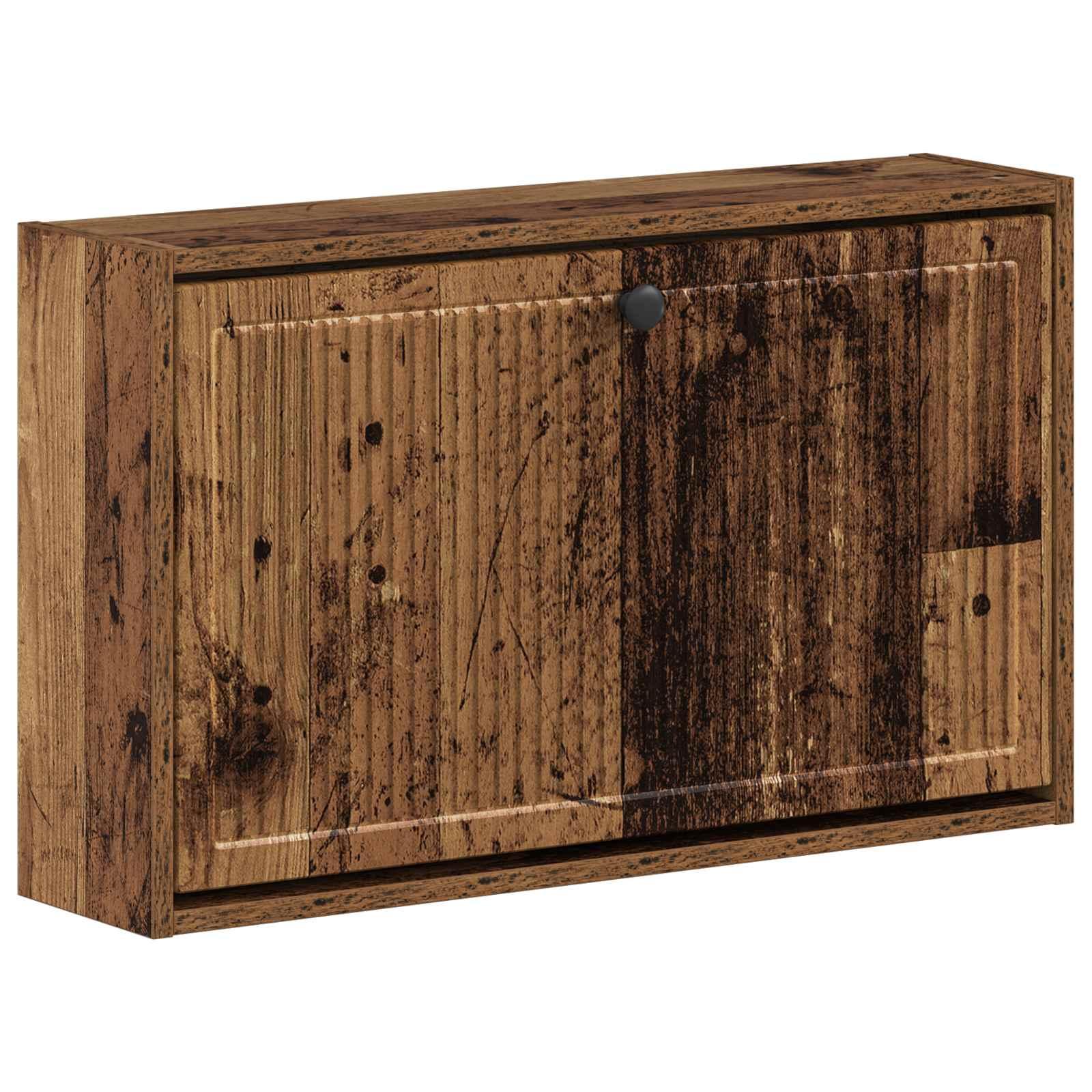 Vægmonteret skoskab EDE 71 x 17 x 43 cm i konstrueret træ - gammelt træ
