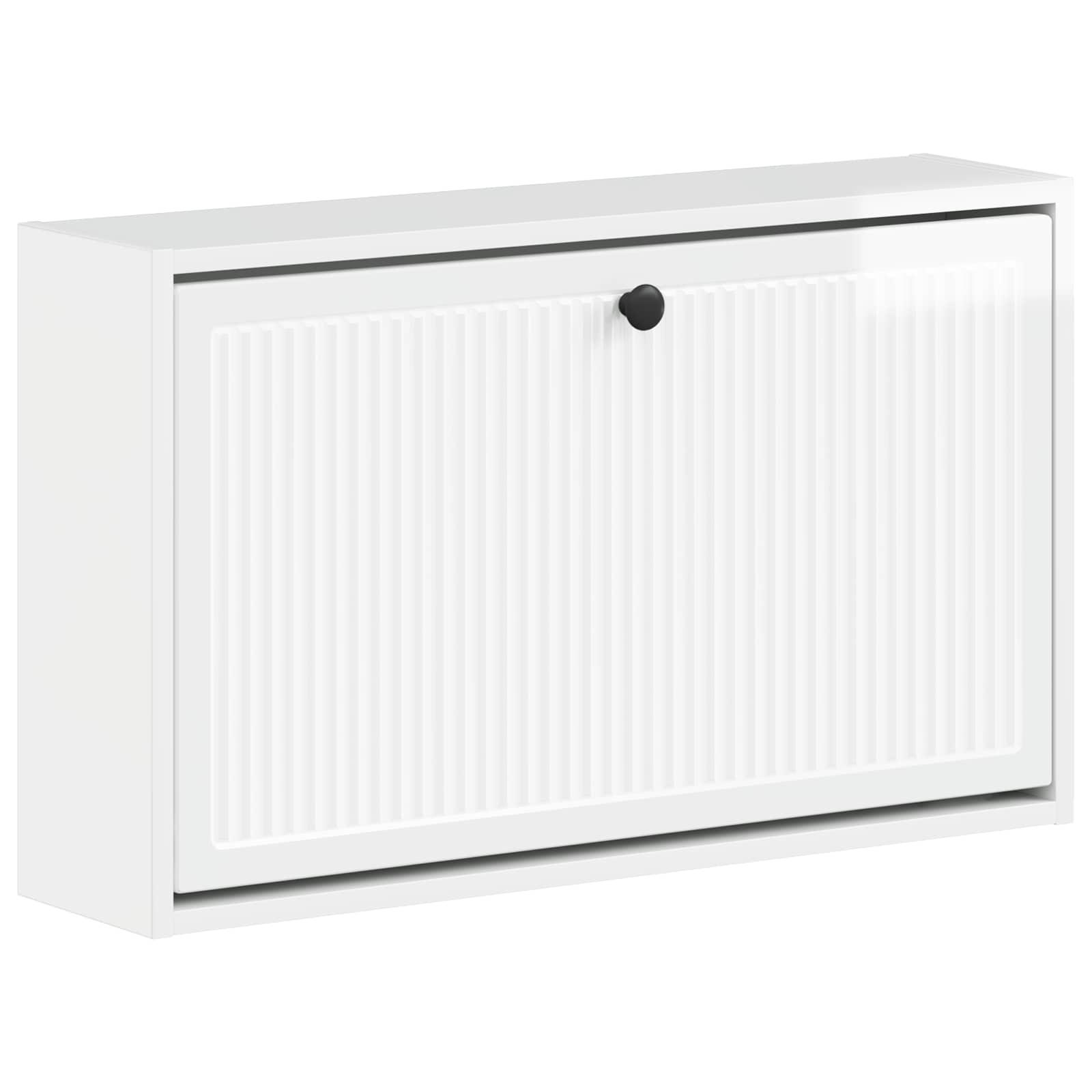 Vægmonteret skoskab EDE 71 x 17 x 43 cm i konstrueret træ - hvid højglans