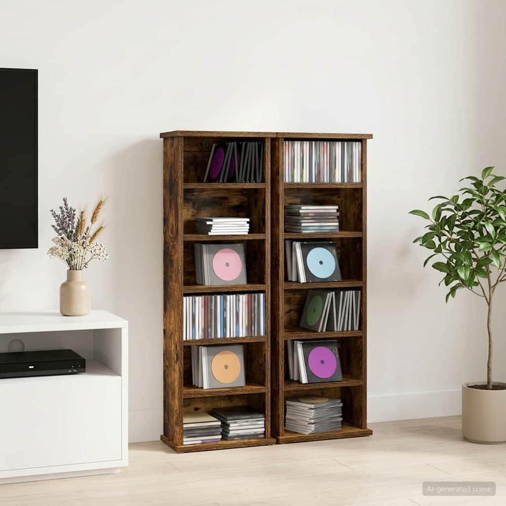 CD skab 2 stk. i røget eg 60 x 17 x 92 cm i konstrueret træ