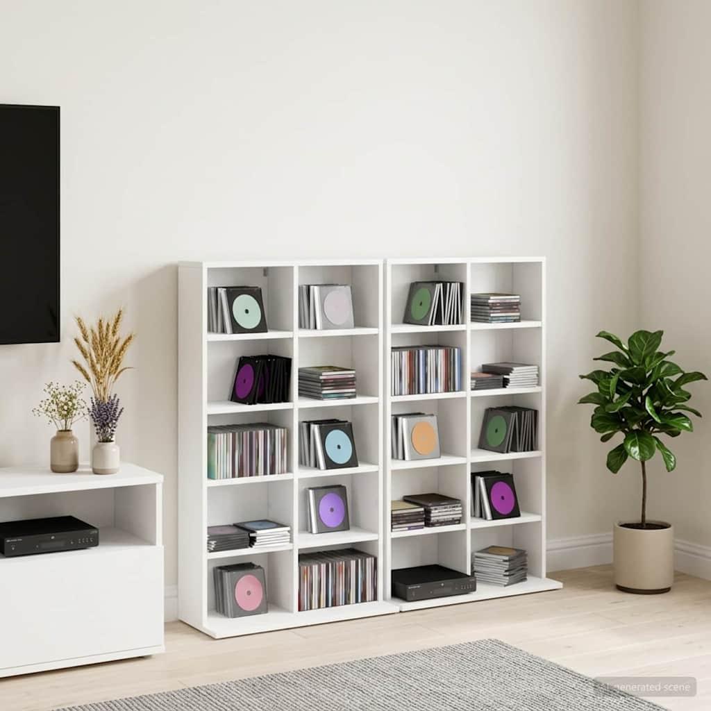 CD skab 2 stk. hvid 65 x 23,5 x 97,5 cm i konstrueret træ