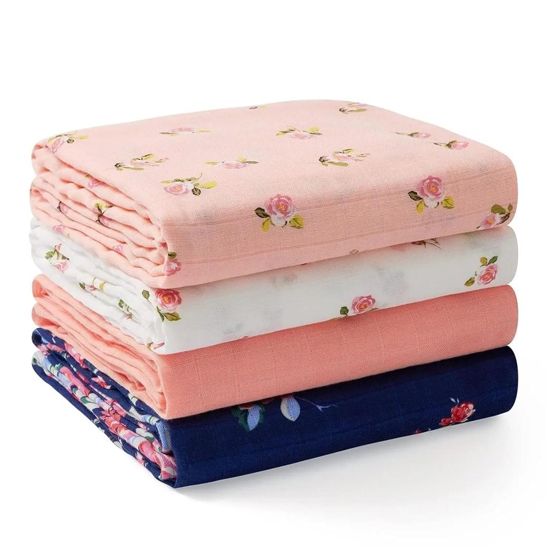 MOMCOZY SJ003 4 PACK MUSLIN SWADDLE BLANKETS 47 X 47 INCHES
