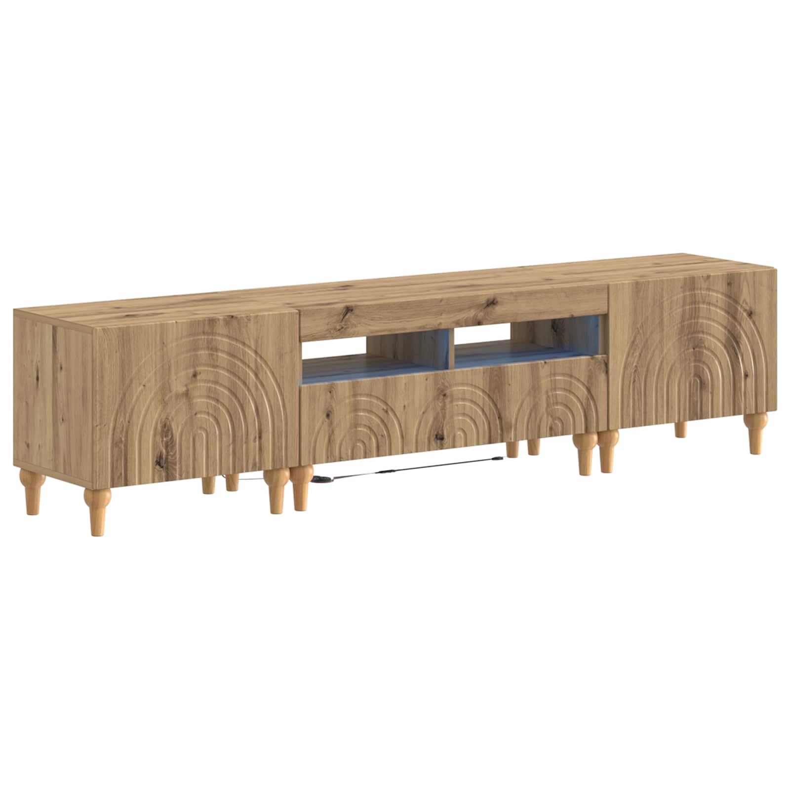 3-delt LED TV-bord i artisan-eg af konstrueret træ