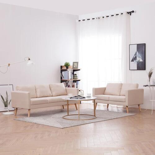 Sofasæt i 2 dele stof cremefarvet