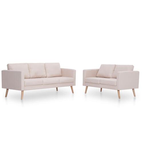 Sofasæt i 2 dele stof cremefarvet