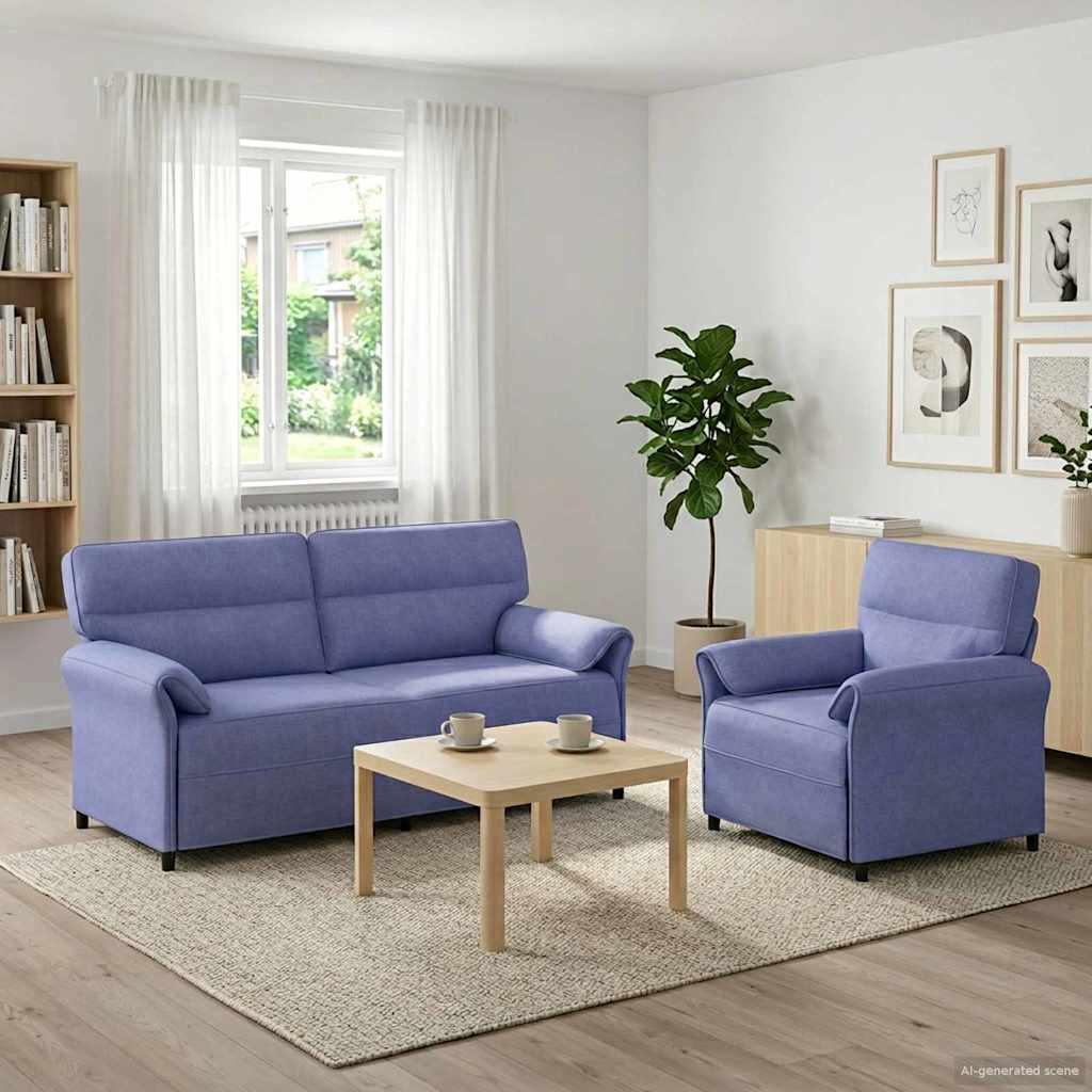 Sofa sæt 2 stk. i jeansblå stof - 2- og 1-personers sofa