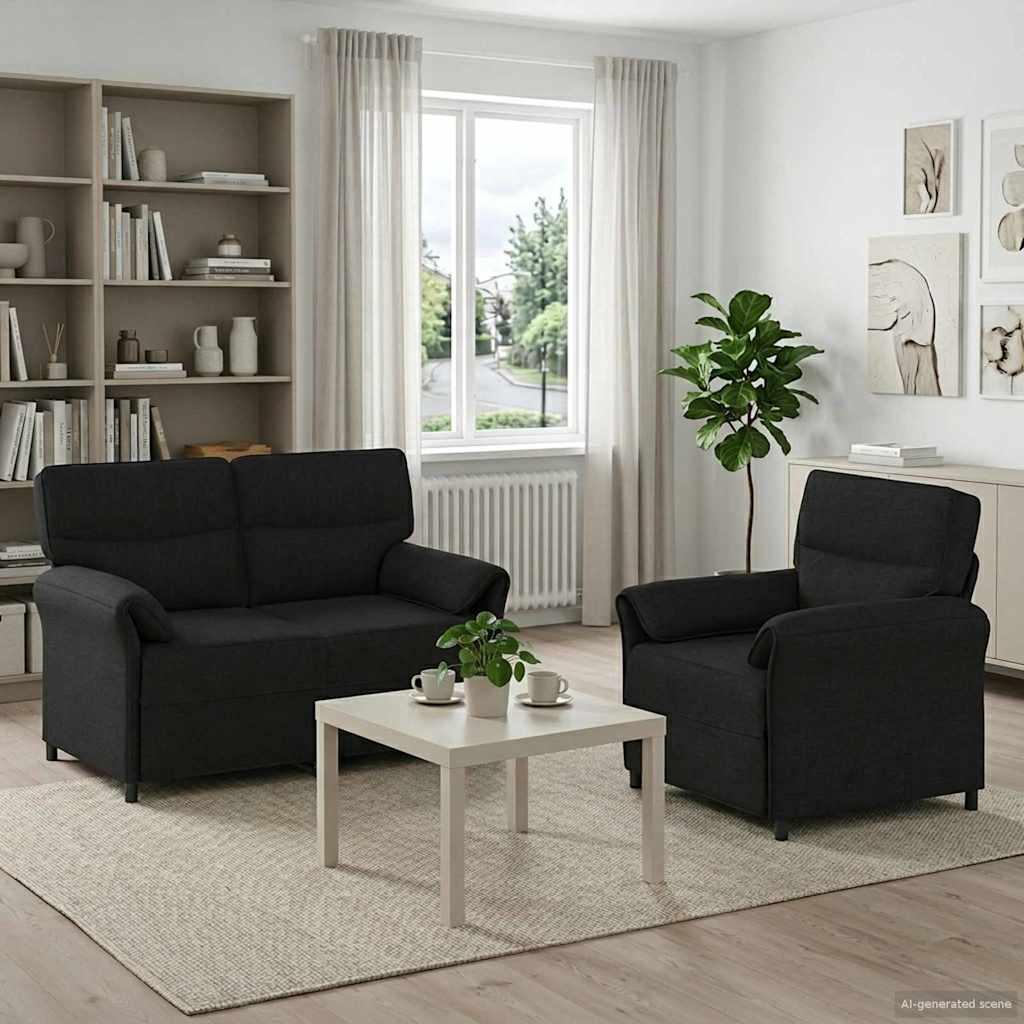 Sofasæt 2 stk. i sort stof