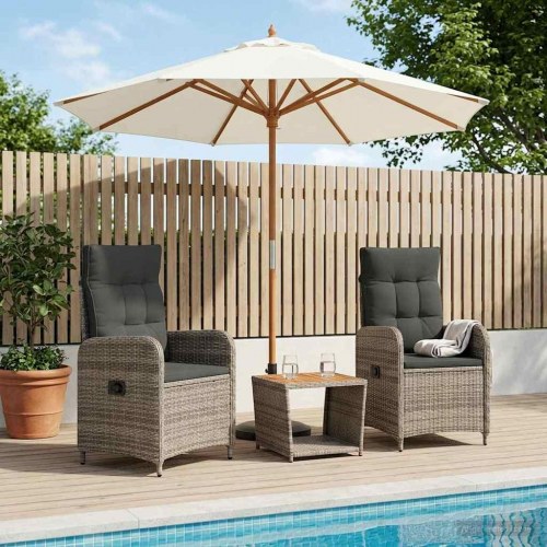 Have lounge sæt 3 stk. med justerbare stole og bord - lysegrå/mørkegrå