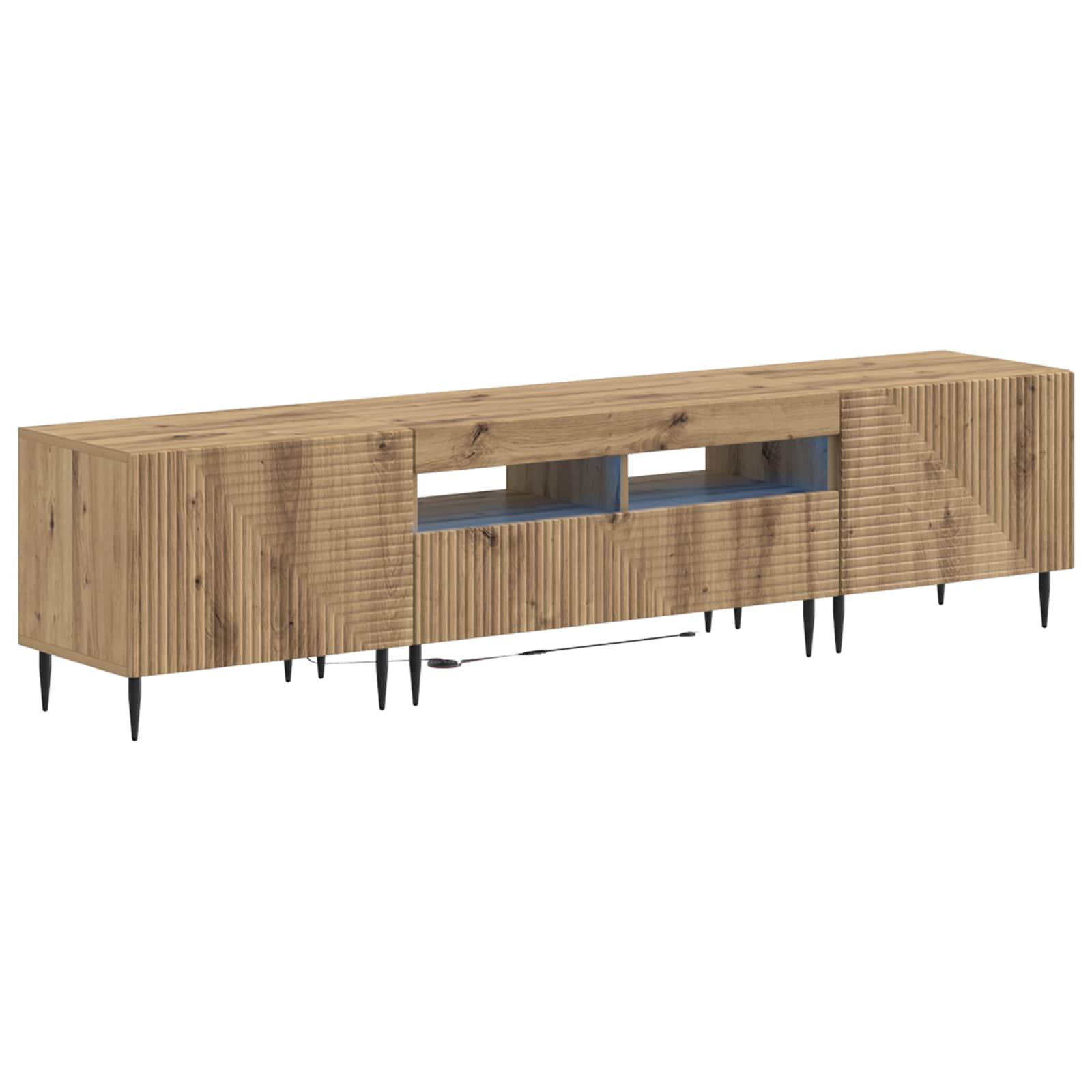 3-delt LED TV-bord i artisan-eg af konstrueret træ