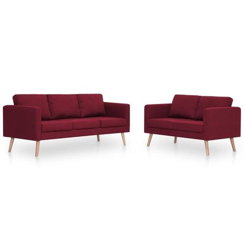 Sofasæt i 2 dele stof vinrød