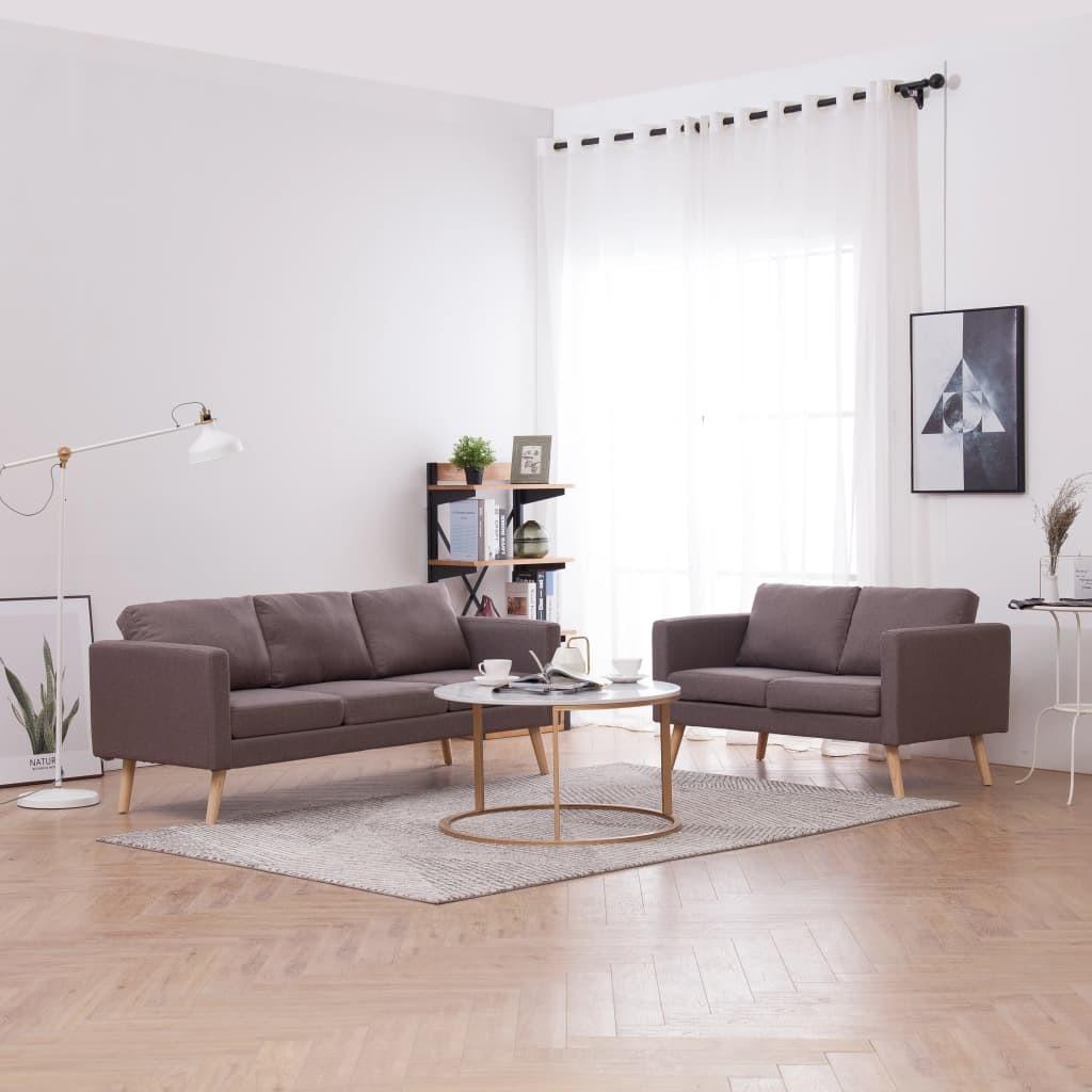 Sofasæt i 2 dele stof gråbrun