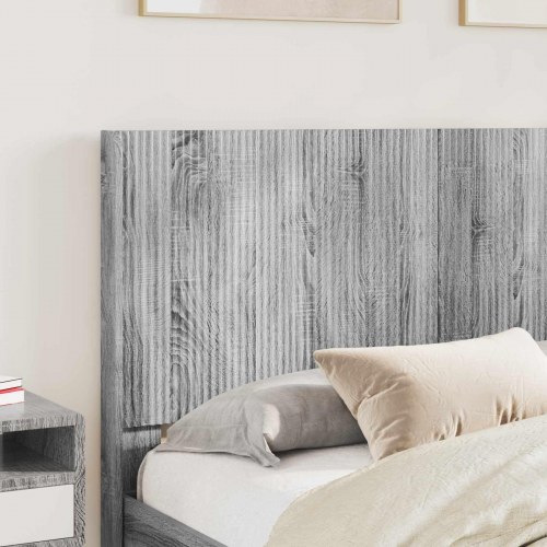 Sengestel med opbevaring og hovedgærde 120 x 200 cm - grå sonoma