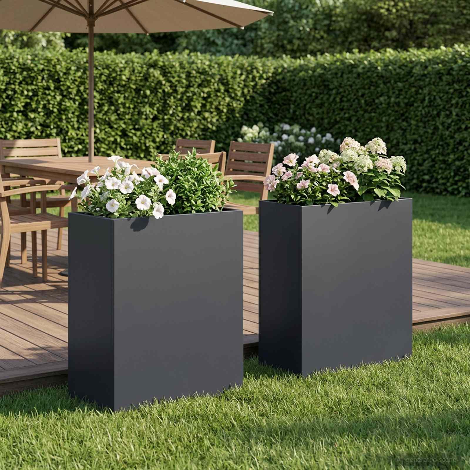 Blomsterkrukke 2 stk. antracit 40 x 20 x 40 cm