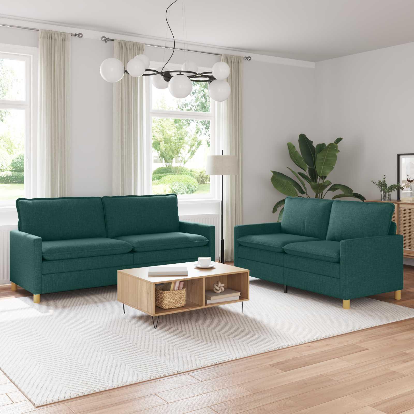 Sofa sæt 2 stk. mørkegrøn stof til stue