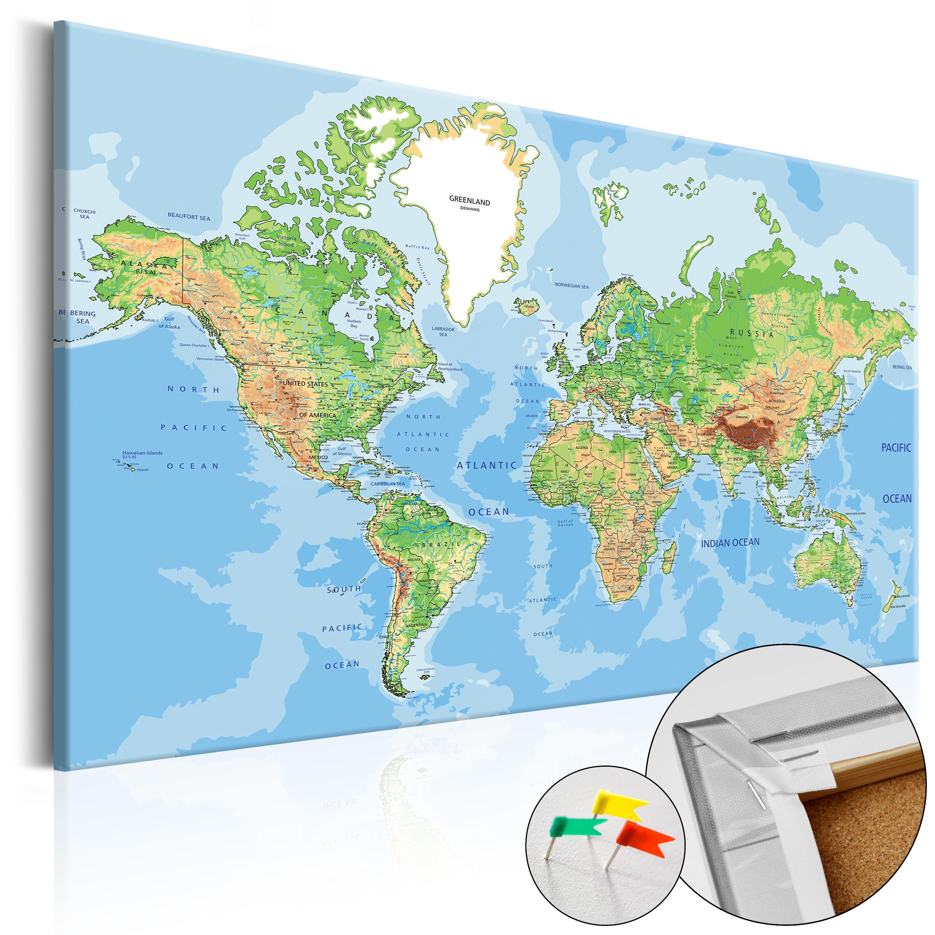 Billede på kork - Verdensgeografi verdenskort