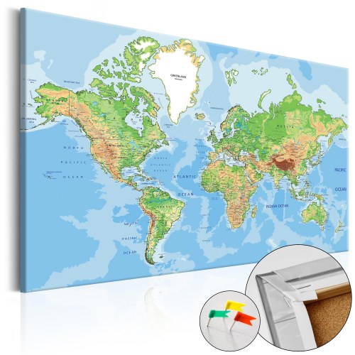 Billede på kork - Verdensgeografi verdenskort (OUTLET A)
