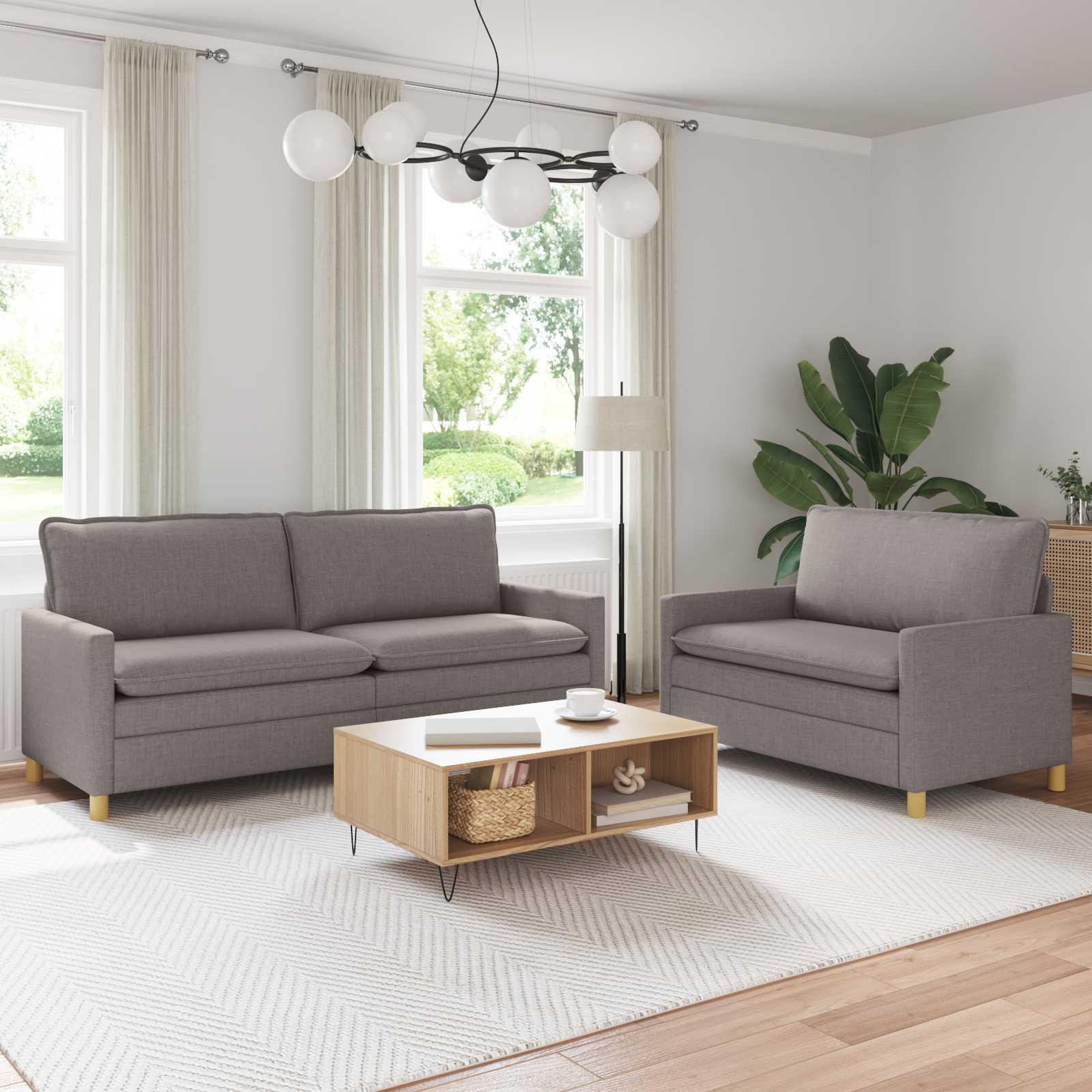 Sofa sæt 2 stk. gråbrun stof til stue
