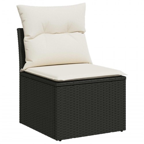 Sofa sæt 8 stk. sort og cremehvid i poly rattan og stål