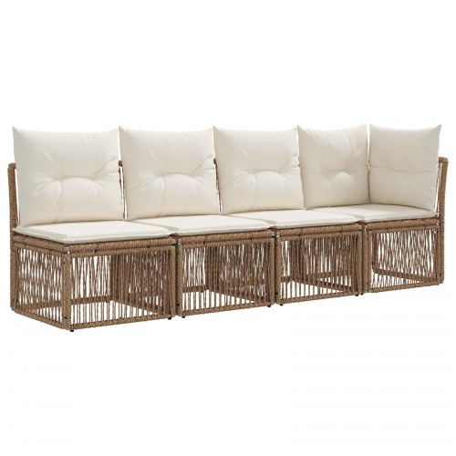 Havesofa sæt 11 stk. i beige og cremehvid polyrattan