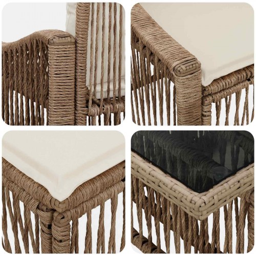 Havesofa sæt 11 stk. i beige og cremehvid polyrattan