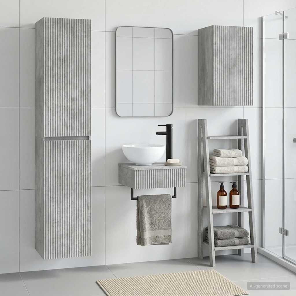 Badeværelsesmøbel sæt 3 stk. betongrå 33 x 34,5 x 160 cm