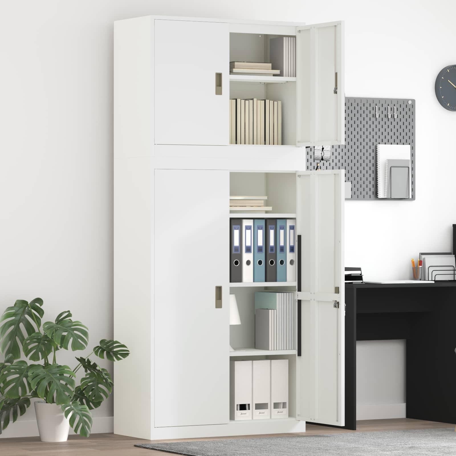 Opbevaringsskab 2 stk. med lås i stål 90 x 40 x 210 cm - hvid