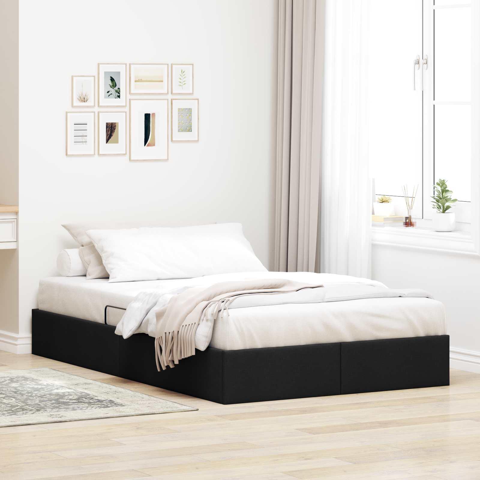 Ottoman sengestel med opbevaring 120 x 200 cm i sort stof