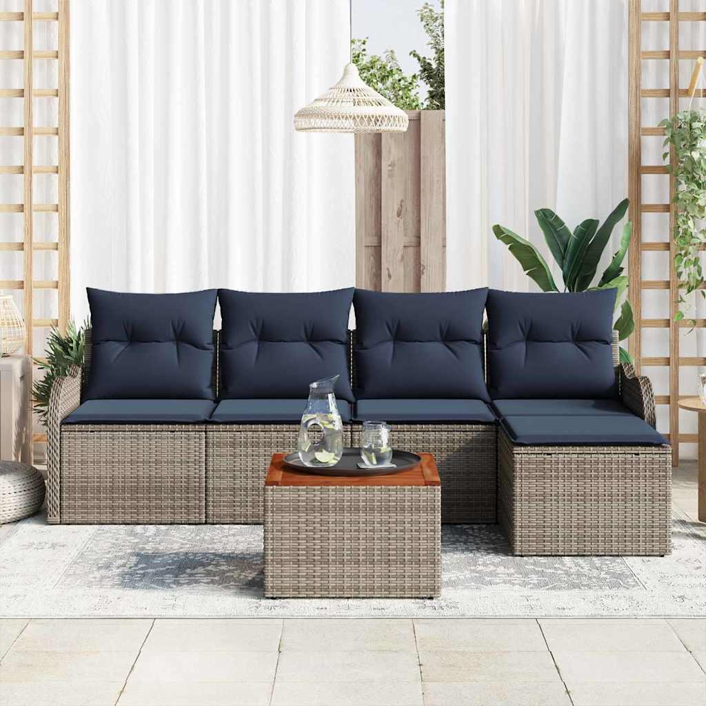 Havesofa sæt 6 stk. i grå polyrattan