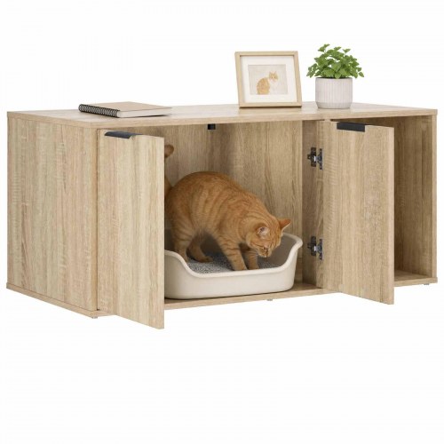 Kattebur møbel med skjult kattebakke i Sonoma-eg 100 x 49 x 45 cm