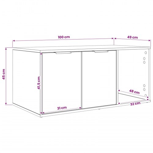 Kattebur møbel med skjult kattebakke i Sonoma-eg 100 x 49 x 45 cm