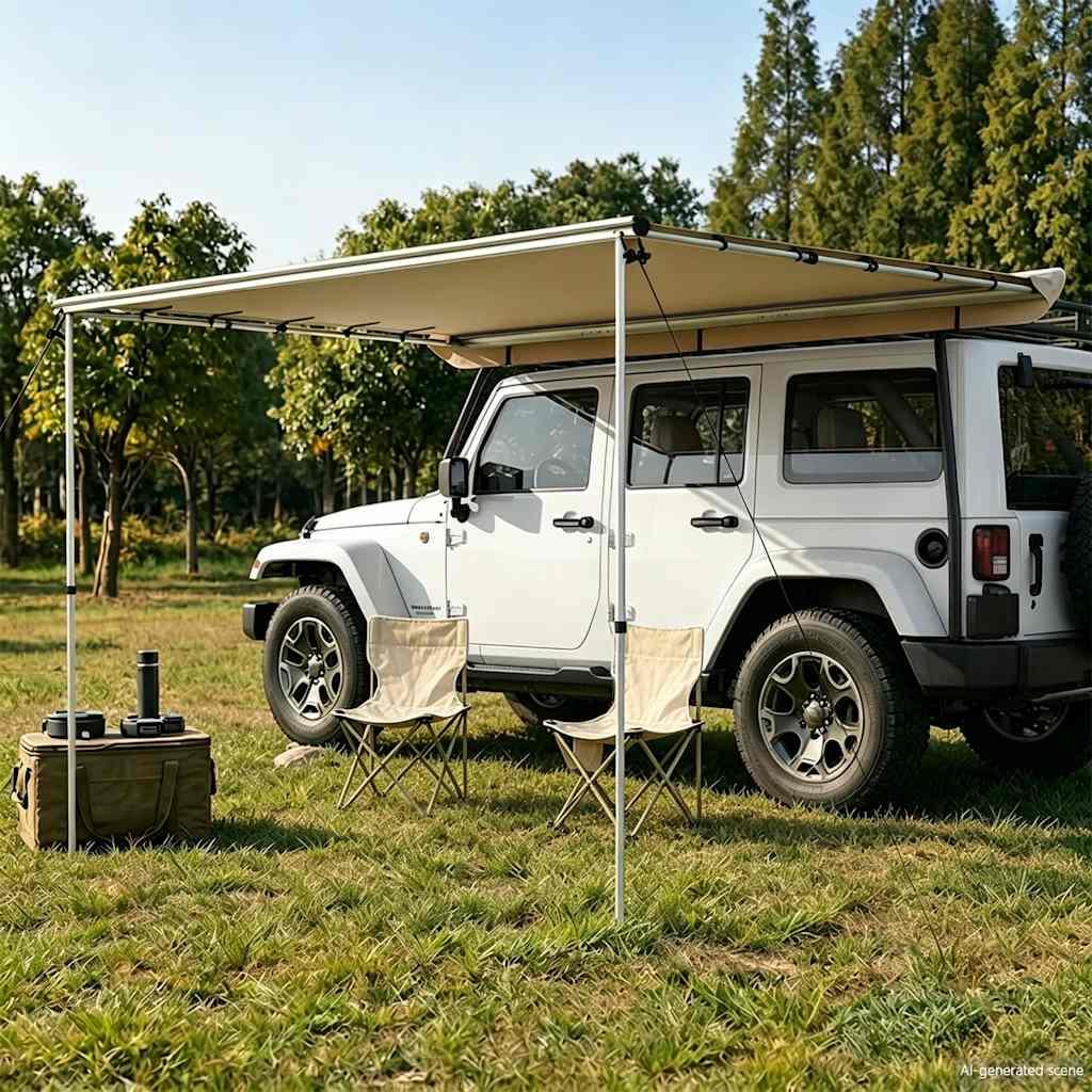 vidaXL solsejl til campingvogn 3,6x2x2,15 m beige