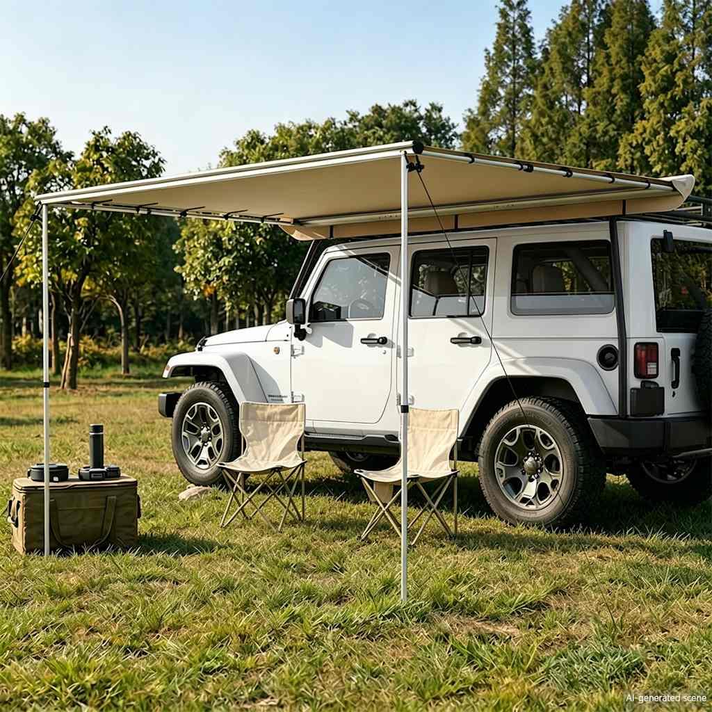 vidaXL solsejl til campingvogn 4x3x2,15 m beige