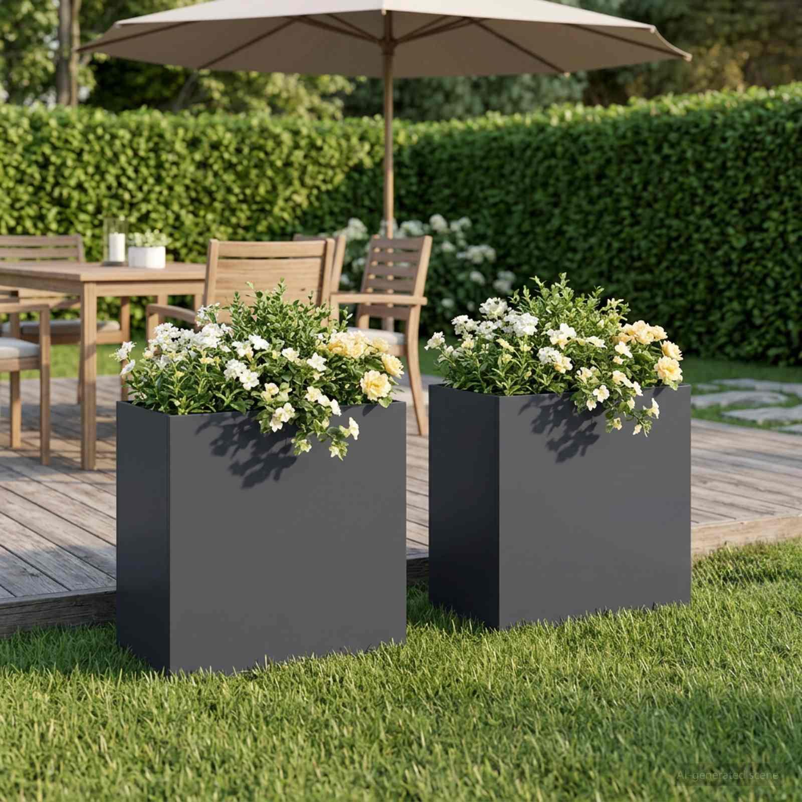 Blomsterkrukke 2 stk. antracit 50 x 30 x 40 cm