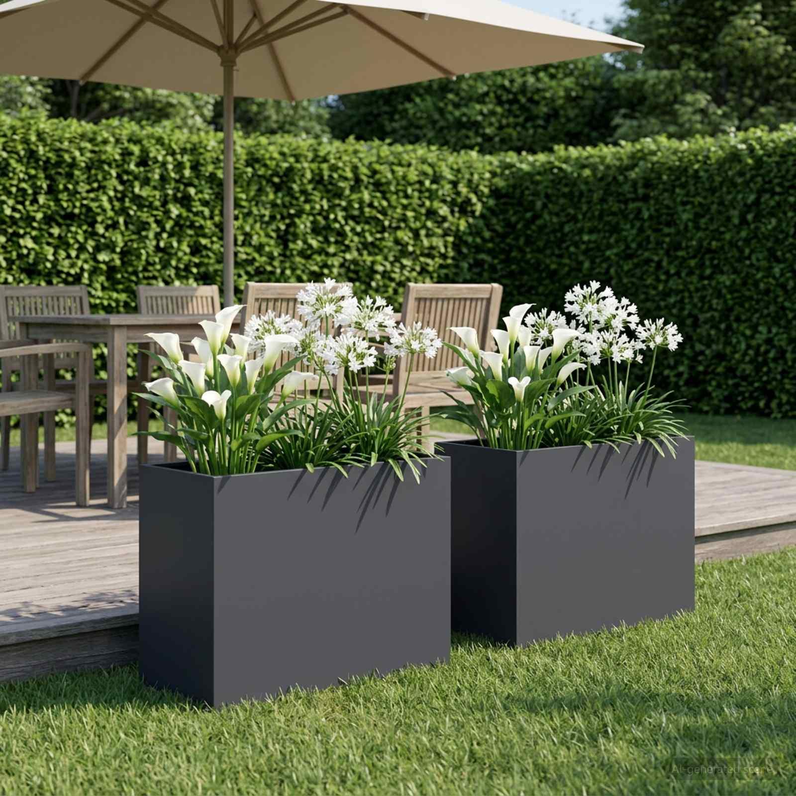 Blomsterkrukke 2 stk. antracit 60 x 30 x 40 cm