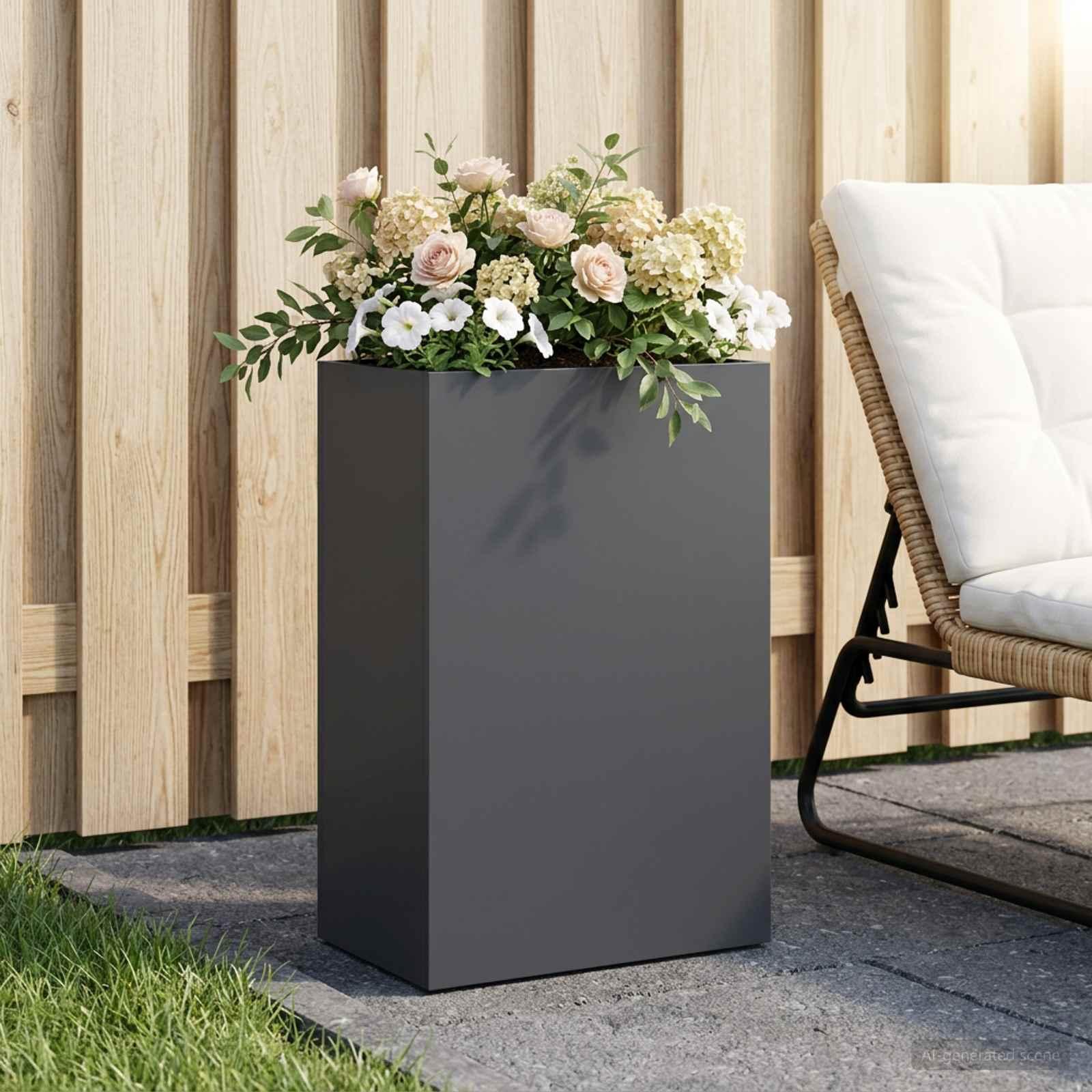 Have blomsterkrukke antracit 50 x 30 x 75 cm i koldvalset stål
