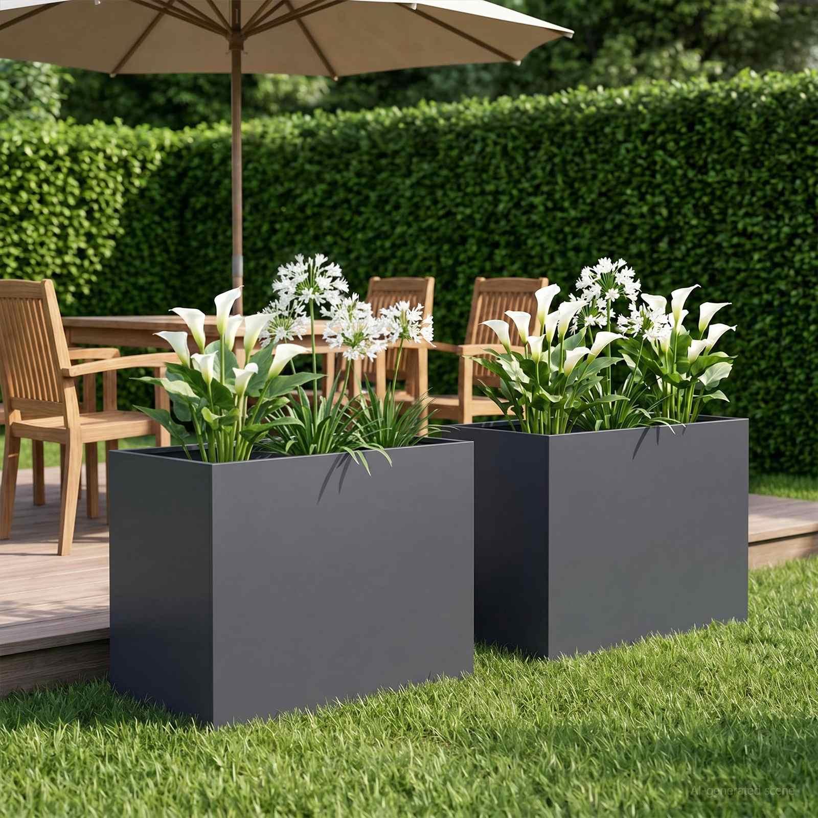 Have blomsterkrukke 2 stk. antracit 60 x 40 x 50 cm