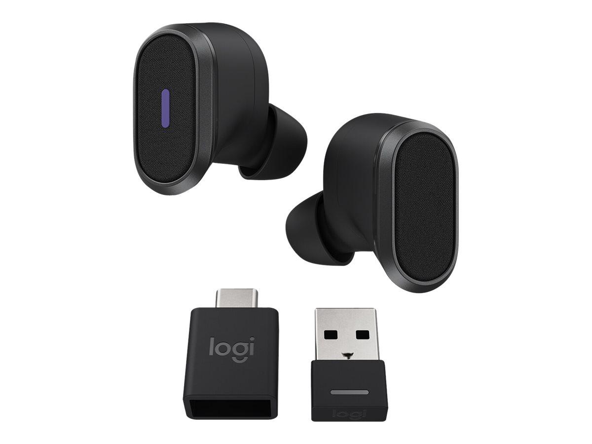 Logitech Zone True Wireless - Ægte trådløse øretelefoner med mik. - i øret - Bluetooth - aktiv støjfjerning - grafit