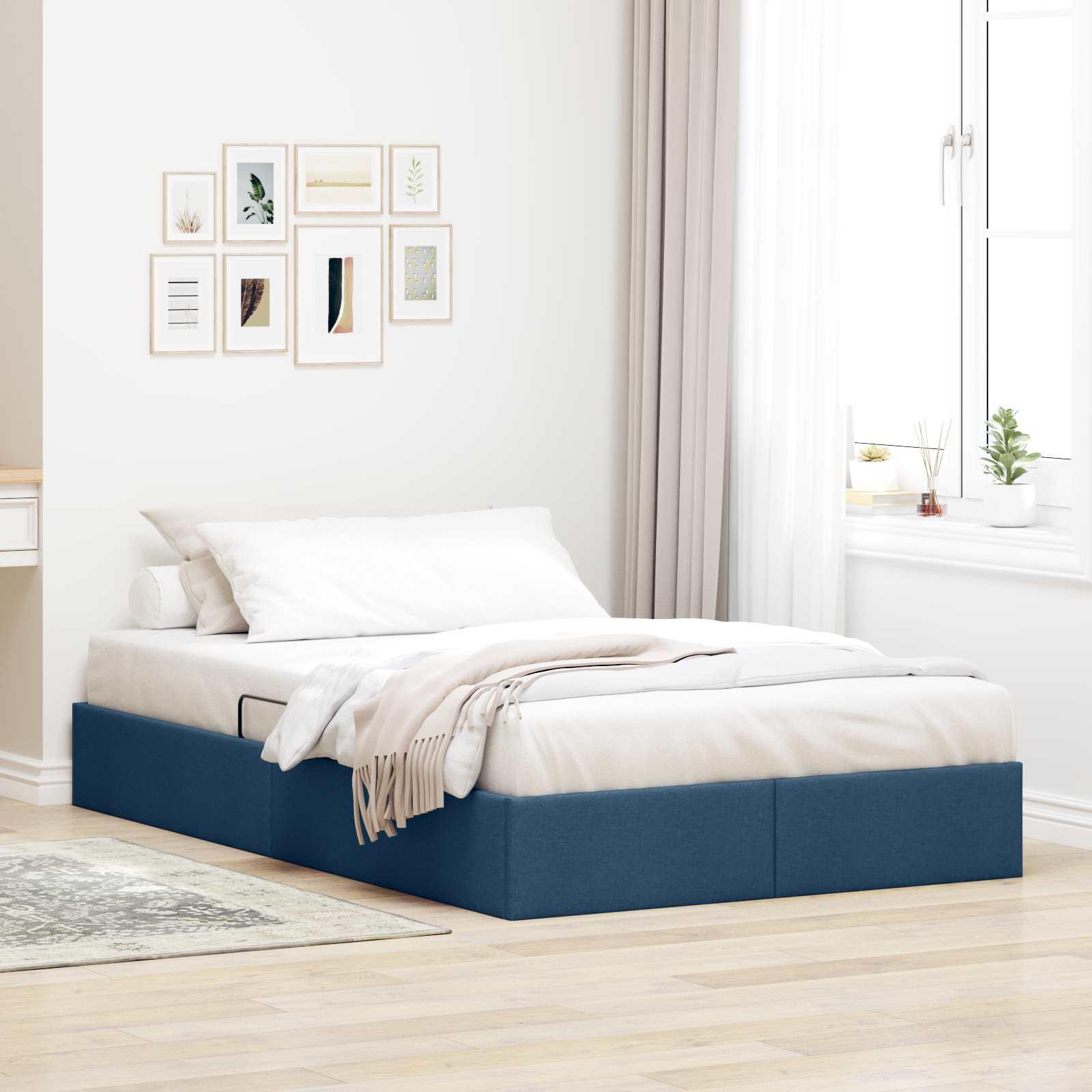 Ottoman sengestel med opbevaring 120 x 200 cm blå stof