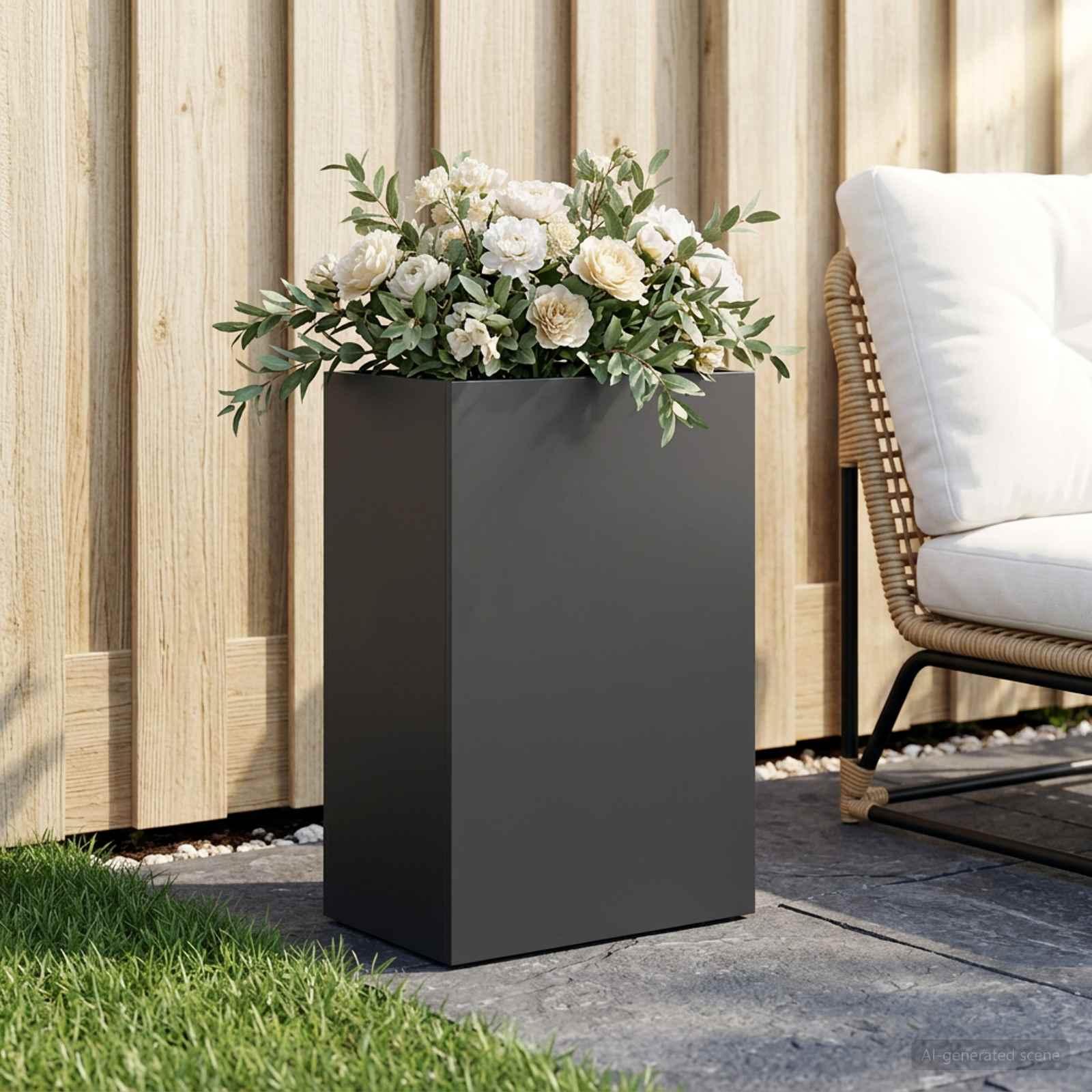 Have blomsterkrukke i sort koldvalset stål 50 x 30 x 75 cm